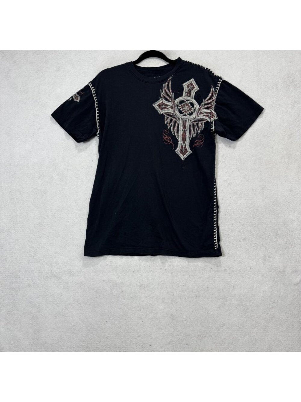 Raw State Shirt Mens Large Black Redemption Cross Live Free Biker Graphic Tee